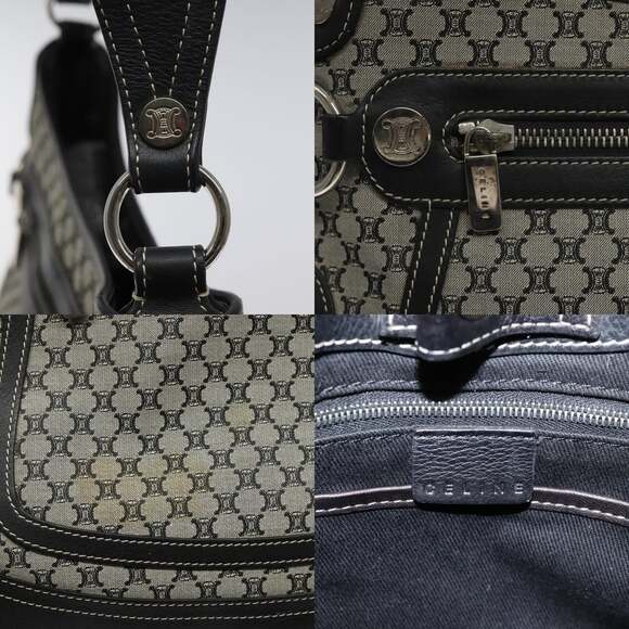 CELINE Macadam Canvas Shoulder Bag Gray Silver - Picture 11 of 13